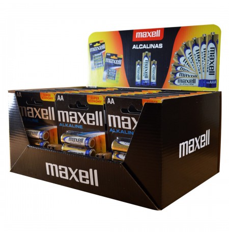 Maxell Alkaline LR6 AA 4-pack Display (30 blister packs/120 batteries)