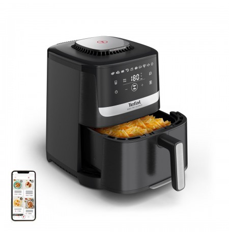 Tefal Easy Fry Silence EY5528E0 fryer Single 5 L Stand-alone Hot air fryer Black, Stainless steel
