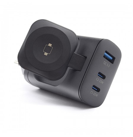 RealPower 450476 mobile device charger Power bank, Smartwatch, Tablet Black AC Wireless charging Fast charging Indoor