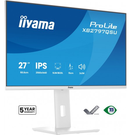 iiyama ProLite XB2797QSU-W1 computer monitor 68.6 cm (27") 2560 x 1440 pixels Quad HD LED White