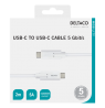 DELTACO USB-C - USB-C laidas, 5Gbit / s, 5A, 2M, baltas / USBC-1504M