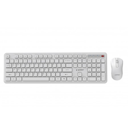 Gembird KBS-WPS-01 Slim Pro Business wireless desktop set, white, US layout