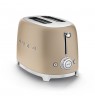 Smeg Toaster, 2 Slots, 50s Style Gold, TSF01CHMEU