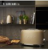 Smeg Toaster, 2 Slots, 50s Style Gold, TSF01CHMEU