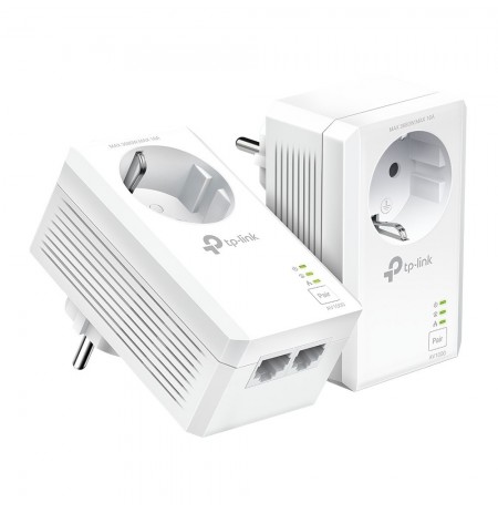 TP-LINK | AV1000 2-Port Gigabit Passthrough Powerline Starter Kit | TL-PA7027P KIT | 10/100/1000 Mbit/s | Ethernet LAN (RJ-45)