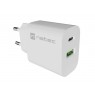 WALL CHARGER NATEC RIBERA 1X USB-A + 1X USB-C 20W WHITE