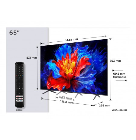 TCL P8K 65P8K TV 165,1 cm (65") 4K Ultra HD Smart TV Wi-Fi Metallic 350 cd/m²