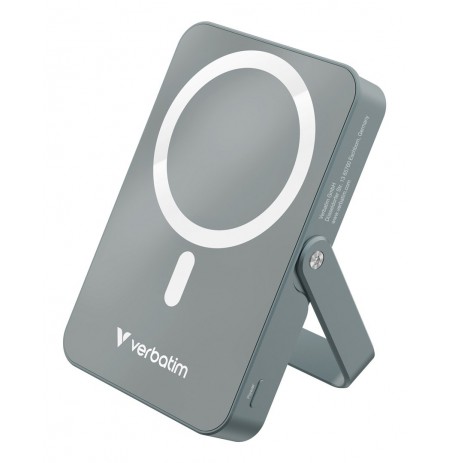 Verbatim Charge 'n' Go Magnetic Wireless Power Bank with stand - 10000 mAh Grey