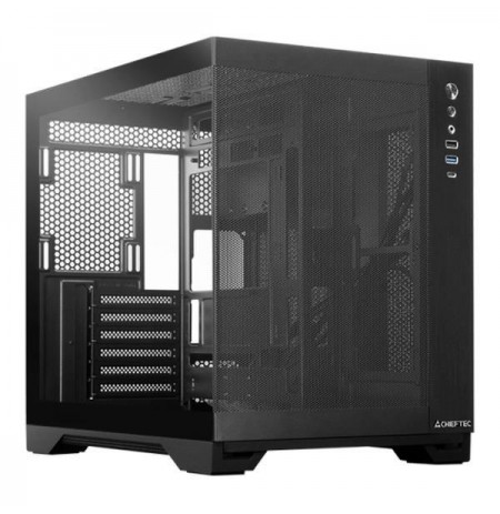 Obudowa Chieftec VISIO AIR Fanless GM-30B-M-FL-OP ATX z oknem bez zasilacza czarna