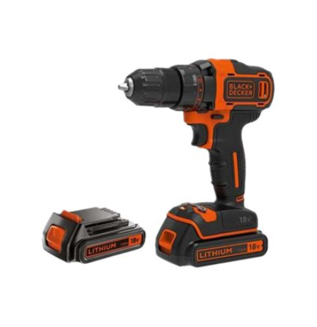 Black&Decker 18v2G DD w 400mA ch in kitbox 2 batts BDCDD186KB-QW | BLACK & DECKER
