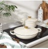 Salter BW13772C Chester 2.8L Shallow Cast Iron Casserole Pot 30 cm, Cream