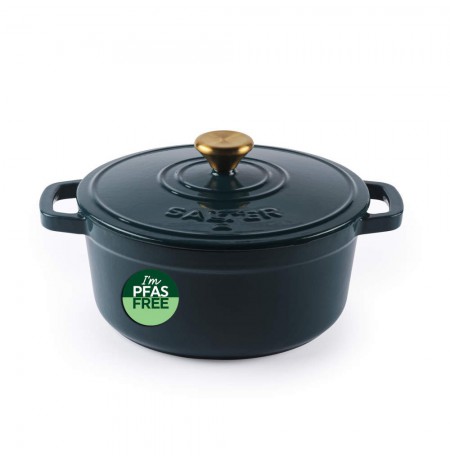 Salter BW14433GR Chester 2L Shallow Cast Iron Casserole Pot 20 cm, Green