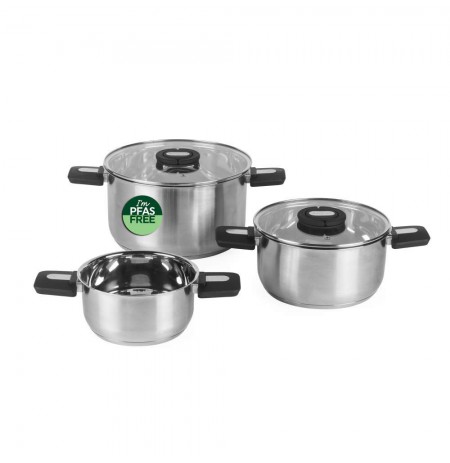 Salter BW14354 Stack-In Stainless Steel 3 Piece (16/22/24 cm) Stockpot Set