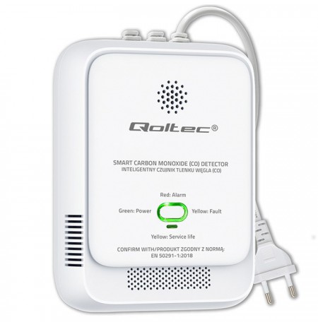 Qoltec 52576 Carbon monoxide sensor | CO detector | alarm 85dB | LED