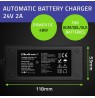 Qoltec 52665 Automatic charger for AGM GEL STD batteries | 24V charger | 2A | 48W | LED | 1.8m cable