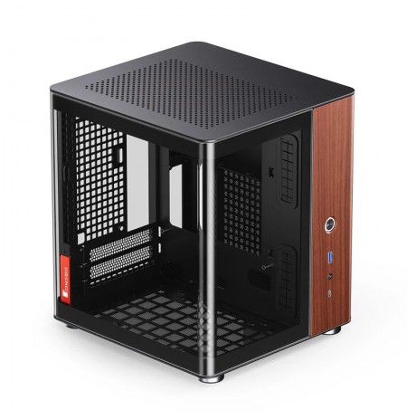 PC Case Jonsbo TK-0, Mini-Tower, Mini-ITX, Tempered Glass, Wood - black