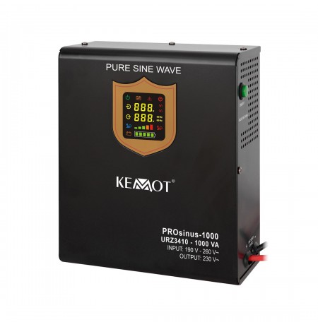 Wall-mounted uninterruptible power supply KEMOT PROsinus-1000 converter with pure sine wave and charging function 12V 230V