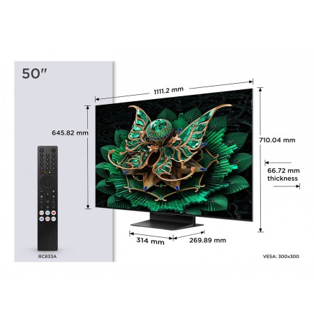TCL 50C7K TV 127 cm (50") 4K Ultra HD Smart TV Wi-Fi Metallic 2000 cd/m²