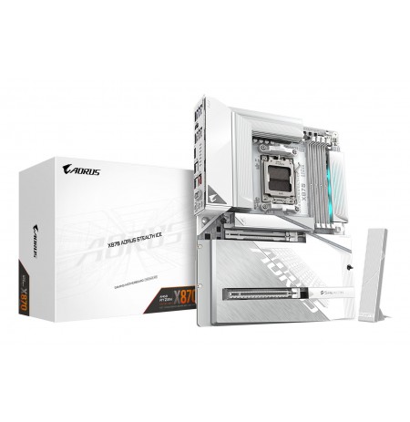 GIGABYTE X870 AORUS STEALTH ICE Motherboard - Supports AMD Ryzen 9000 CPUs, 16+2+2 Phases Digital VRM, up to 8200Hz DDR5 (OC), 2