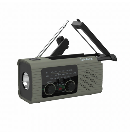 Hawk HWRDI410GN Radio Solar Dynamo With Flashlight