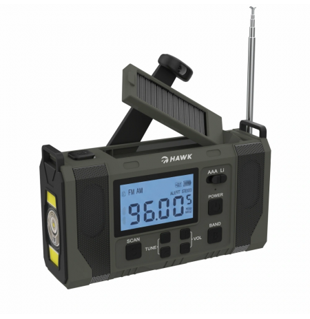 Hawk HWRDI420GN Radio Solar Dynamo With Flashlight