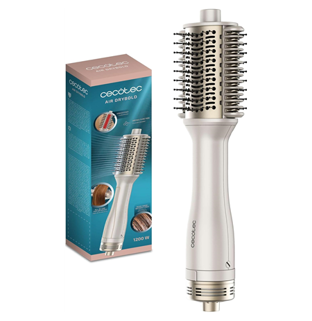 Cecotec Air Brush with Heating Plates | Air DryBold | Ceramic heating system | Ion conditioning | 1200 W | Gold/White