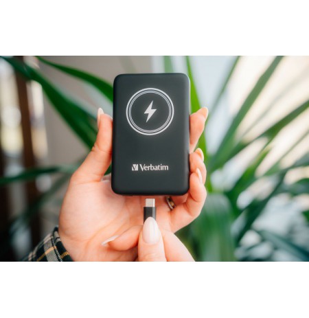 Verbatim 32240 Charge 'n' Go Magnetic Wireless Išorinė baterija (Power Bank) 5000mAh, Juoda