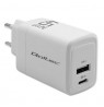 Qoltec 51825 GaN 45W charger| 5-20V | 1.5-3A | 1 x USB-C PD | 1x USB QC 3.0 | White