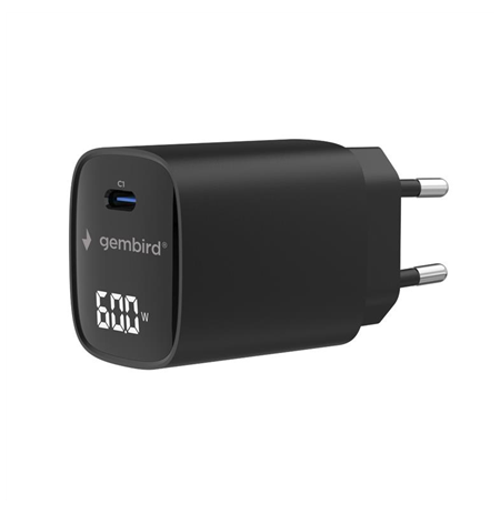 Gembird TA-UC-1C-PD60LCD-01-BK 60W USB Type-C fast charger, LCD, black | Gembird