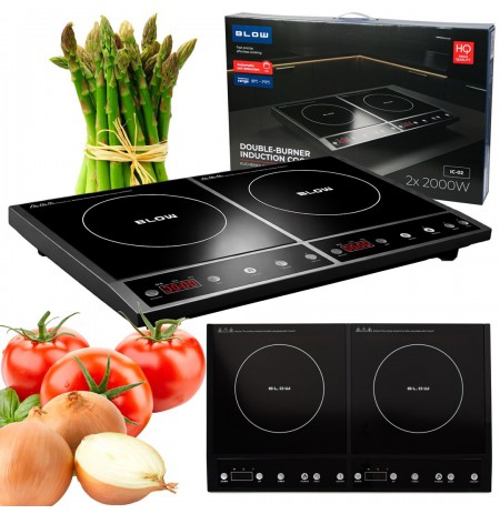 Induction cooker, two-burner adjustable hob, 2000W + 2000W BLOW