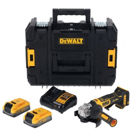 DEWALT kampinis šlifuoklis  125mm 18V DCG404S2T 2x3,5Ah BL