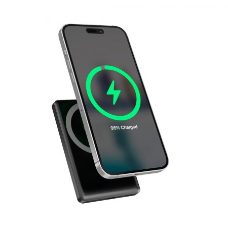 Gembird PB10-WPC15M-LCD-01 Magnetic wireless powerbank with LCD, 15W, 10000 mAh, black