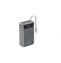 Gembird PB20-PD65-LCD-01 Fast charging power bank with integrated cables, 65W, 20000 mAh, black
