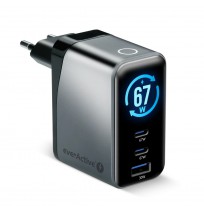 Charger GaN 1 x USB, 2 x USB-C Quick Charge 4+ 67W black