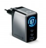 Charger GaN 1 x USB, 2 x USB-C Quick Charge 4+ 67W black