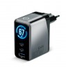 Charger GaN 1 x USB, 2 x USB-C Quick Charge 4+ 67W black
