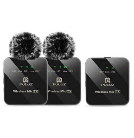 Bevielis skaitmeninis dvigubas mikrofonas, prisegamas, OTG USB Type-C, Lightning