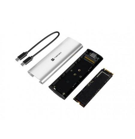 NATEC RHINO M.2 NVME LITE EXTERNAL SSD ENCLOSURE USB-C 3.2 GEN 2 ARCTIC SILVER