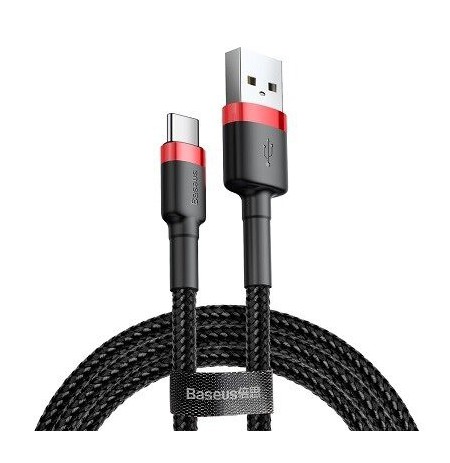 Kabelis USB A - USB C BASEUS CATKLF-B91 (1.0m, QC3.0, nailoninis, raudonas/juodas)
