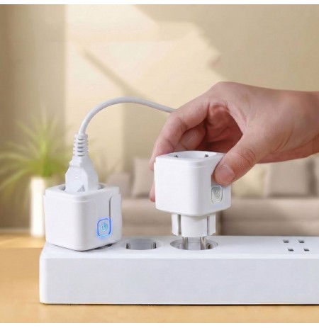 GreenBlue Remote-Controlled WiFi Outlet, Android/iOS/Alexa/Google Home, Timer, Wattmeter, Max 16A/3840W, GB735 W