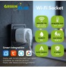 GreenBlue Remote-Controlled WiFi Outlet, Android/iOS/Alexa/Google Home, Timer, Wattmeter, Max 16A/3840W, GB735 W
