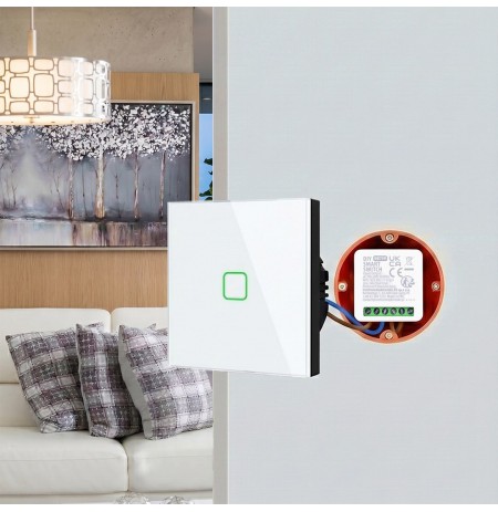 GreenBlue Flush-Mount WiFi Relay, Android/iOS/Alexa/Google Home, 100–240 V AC, 50/60 Hz, max. 16 A, for 150 W LEDs, GB739