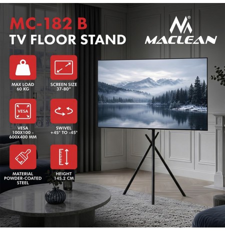 Maclean TV Floor Stand/Mount, 37–80", max. VESA 600x400, max. 60 kg, MC-182 B