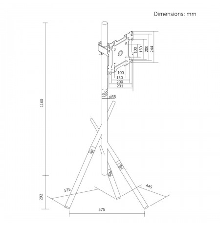 Maclean TV Floor Stand/Mount, 27–55", max. VESA 200x200, max. 60 kg, MC-181 W