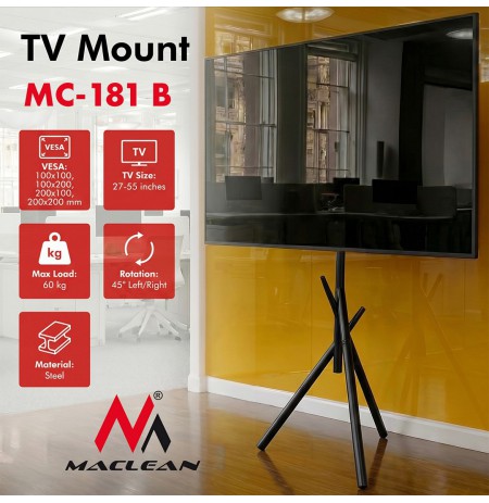 Maclean TV Floor Stand/Mount, 27–55", max. VESA 200x200, max. 60 kg, MC-181 B