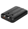 Išorinė baterija DELTACO, 10 000 mAh, 2 integruoti USB-C laidai, PD 20 W, juodas / PB-CC100 / 1903845