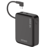 Išorinė baterija DELTACO, 10 000 mAh, integruotas tekstilinis laidas, PD 20 W, juoda / PB-CC101 / 1903846