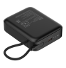 Išorinė baterija DELTACO, 10 000 mAh, integruotas tekstilinis laidas, PD 20 W, juoda / PB-CC101 / 1903846