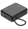 Išorinė baterija DELTACO, 10 000 mAh, integruotas tekstilinis laidas, PD 20 W, juoda / PB-CC101 / 1903846