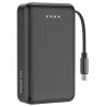 Išorinė baterija DELTACO, 10 000 mAh, ištraukiamas laidas 90 cm, PD 20 W, juoda / PB-CC102 / 1903847